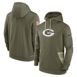 Nike Mens Green Bay Packers 2022 Salute Service Hoodie Olive Green Size Small